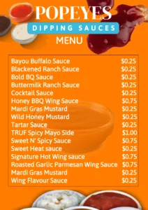 Popeyes sauces menu