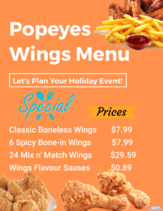 Popeyes Wings Menu