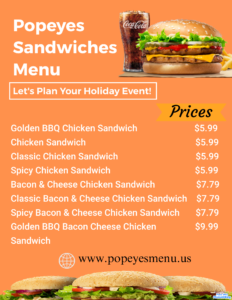 Popeyes Chicken sandwich menu