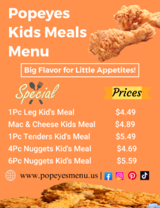 Popeyes kids Meal Menu